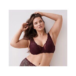 Lane Bryant Cacique Unlined Layered Cap Sleeve Balconette Bra 46C